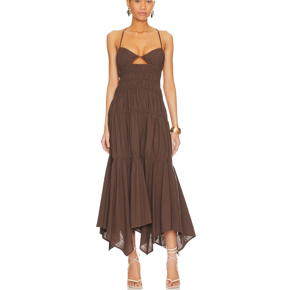Chic Asymmetrical Brown Dress